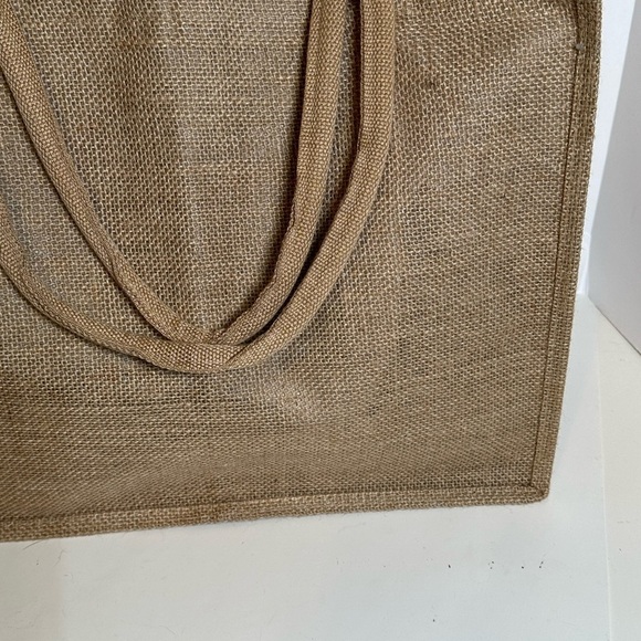 NWOT Jute Multi-purpose Natural Tan Tote Bag with Inside Zipper Pocket - Picture 7 of 8